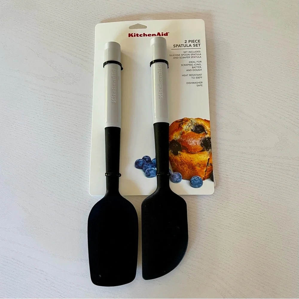 KitchenAid Black and Gray Beige 2 Piece Spatula Duo Set